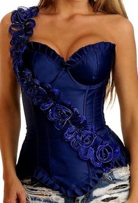 Корсет Ladies Black с цветами синий