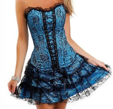 Корсет Голубой Brocade с боковой молнией