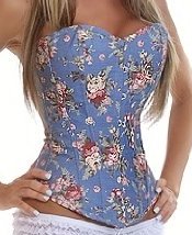 Корсет "Цветочный принт" синий Denim Flower 