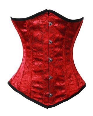 Корсет Красный с застежкой спереди Red Brocade Steel Boned